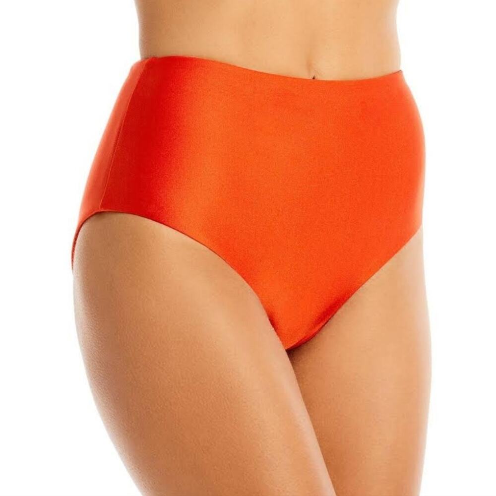 Jade Swim Incline Bikini Bottom Orange Sheen High Waisted Cheeky NWT Size Medium